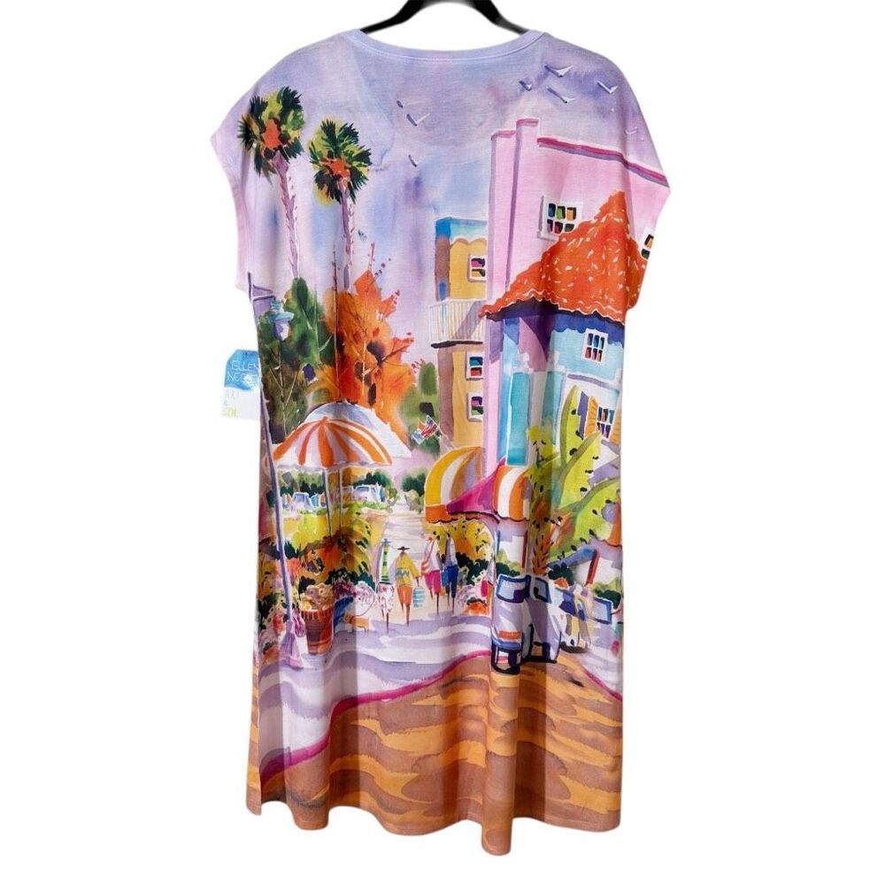 Ellen Negley Art & Soul Lightweight Multicolor Shift Cover Up Dress Size Large - Picture 2 of 5